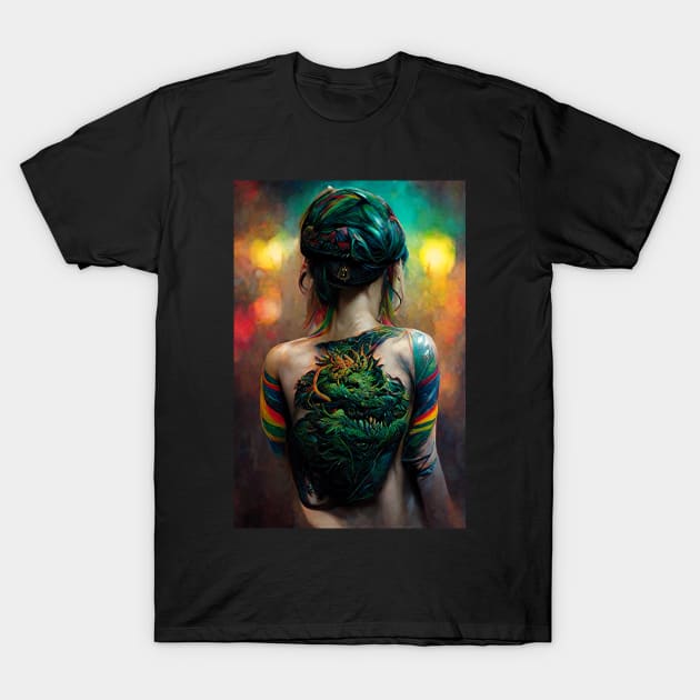 Girl with dragon tattoo T-Shirt by Bespired